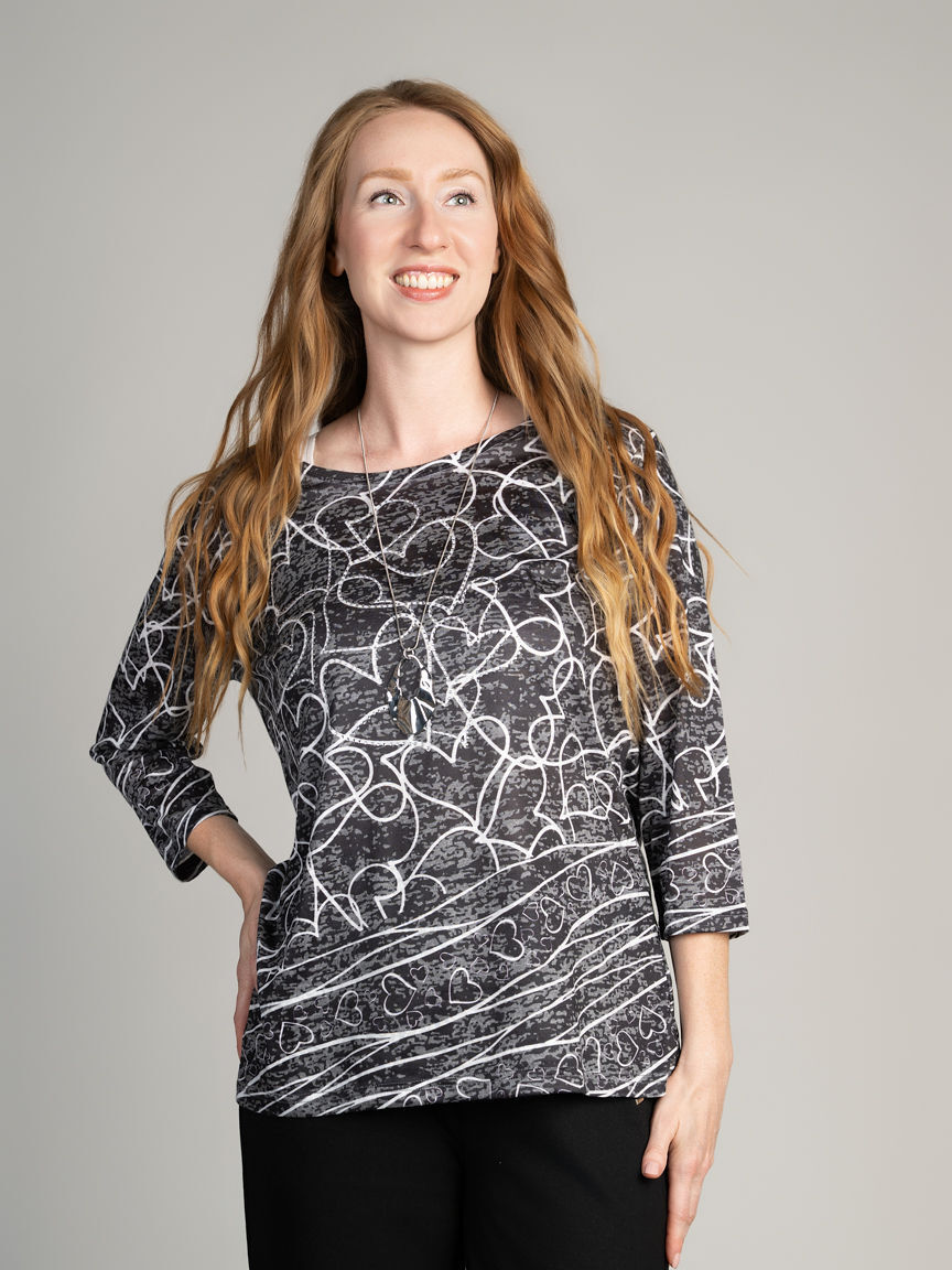 3/4 Sleeve Burnout Top Image 1