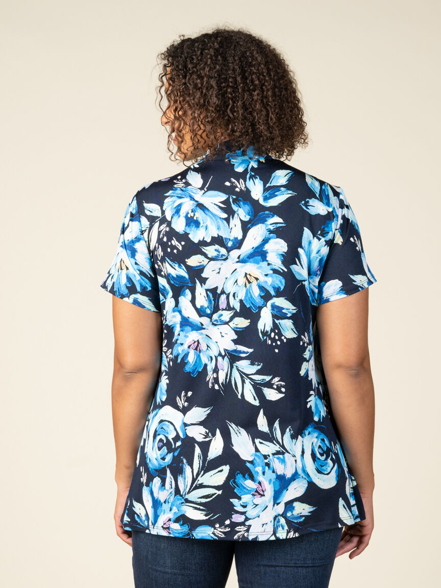 Short Sleeve Fooler Top With Floral Print Image 2