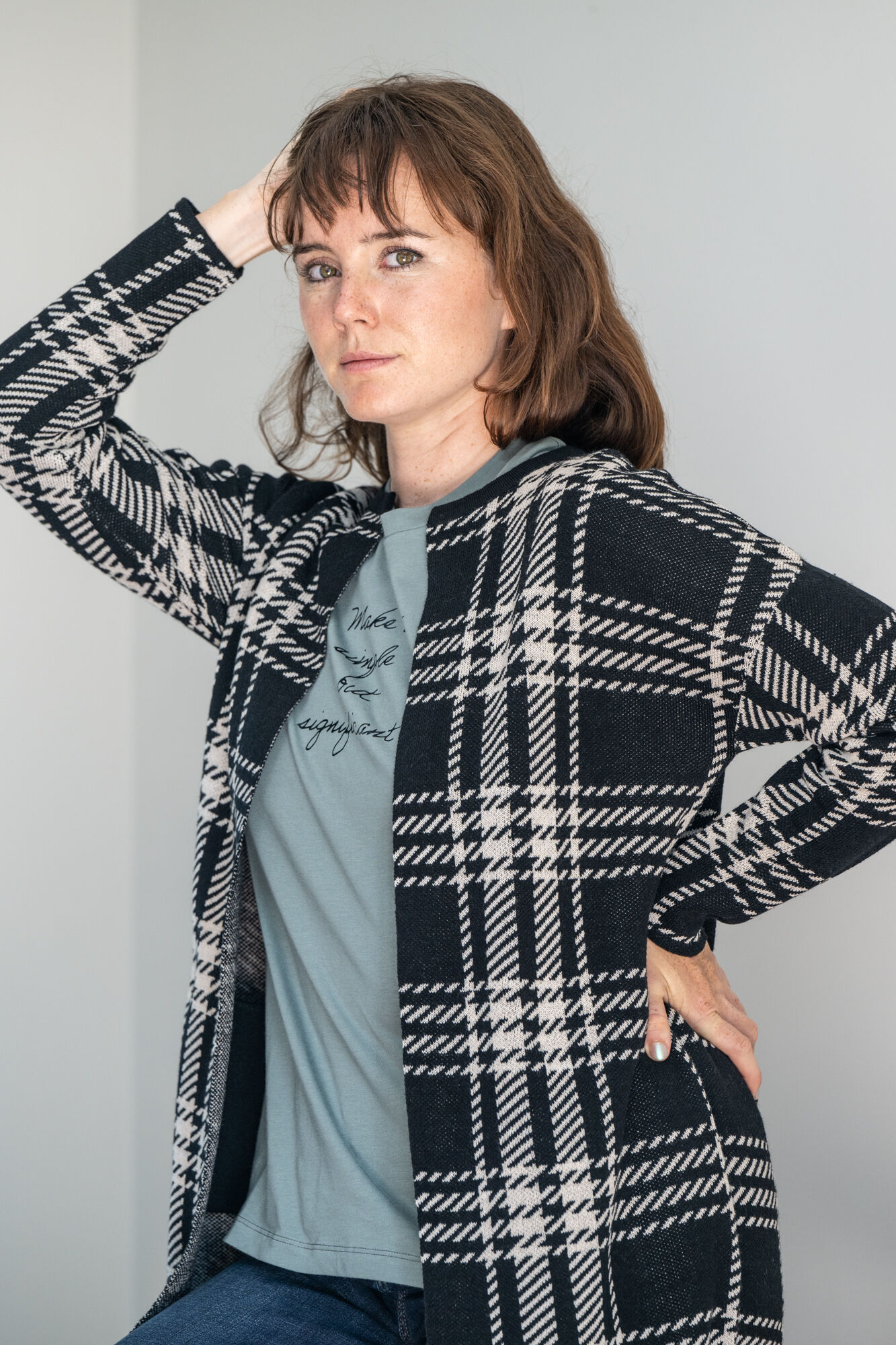 Jacquard Checkered Cardigan  Image 4