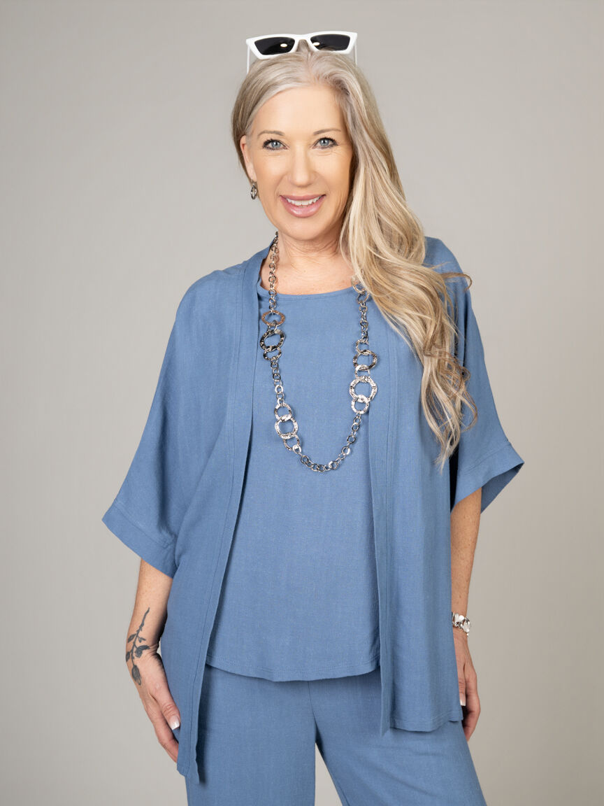 Linen Open Front Cardigan