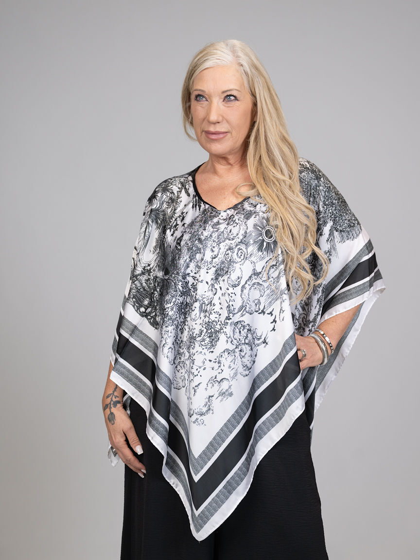 Artful Elegance Silky Poncho Image 1