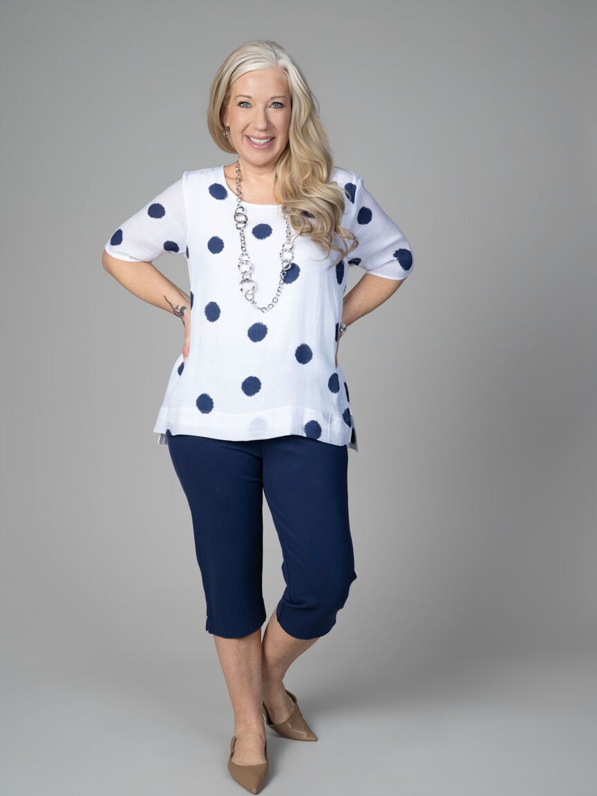 Short Sleeve Circle Print Top