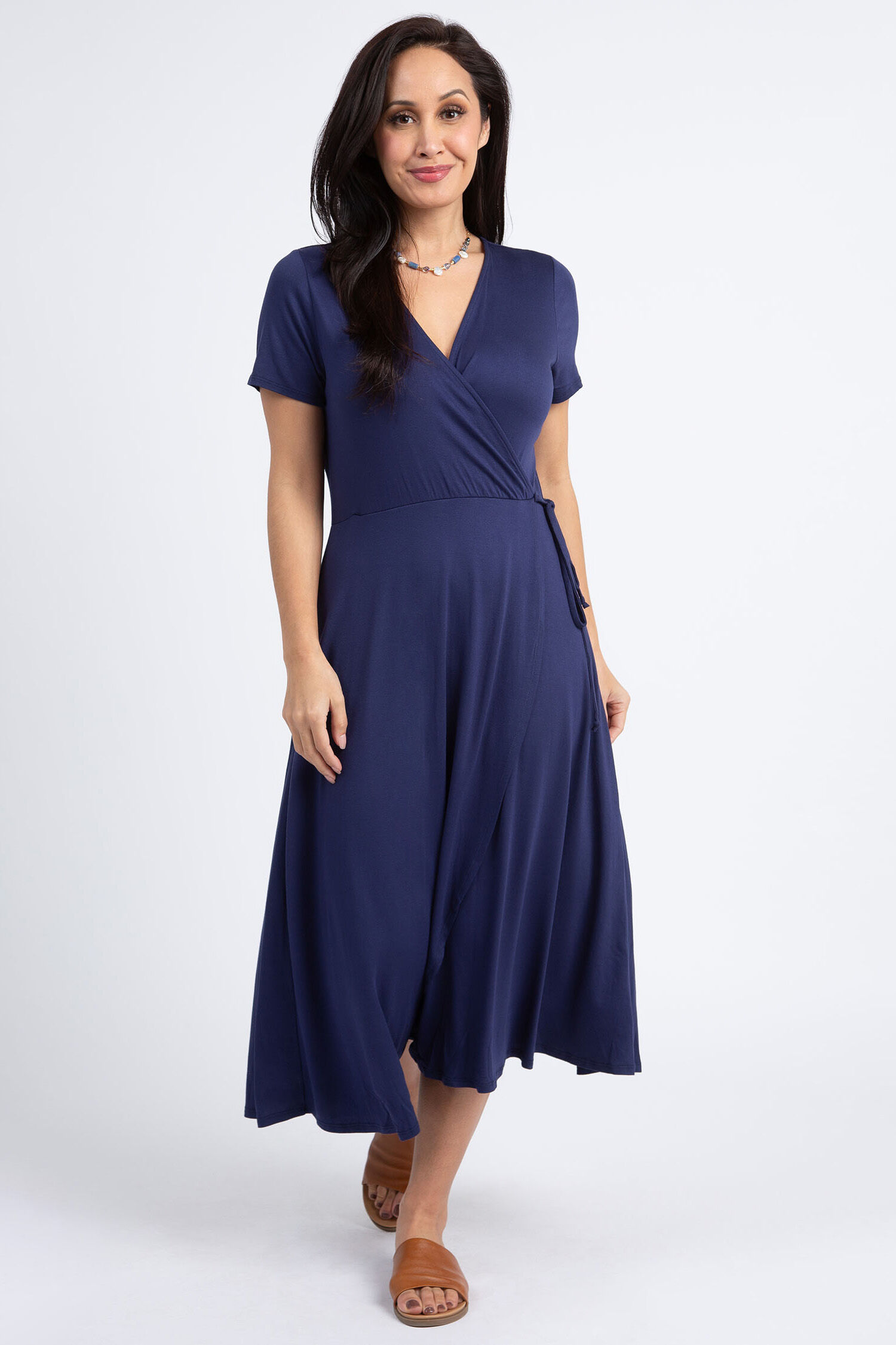 Faux Wrap Midi Dress Image 1