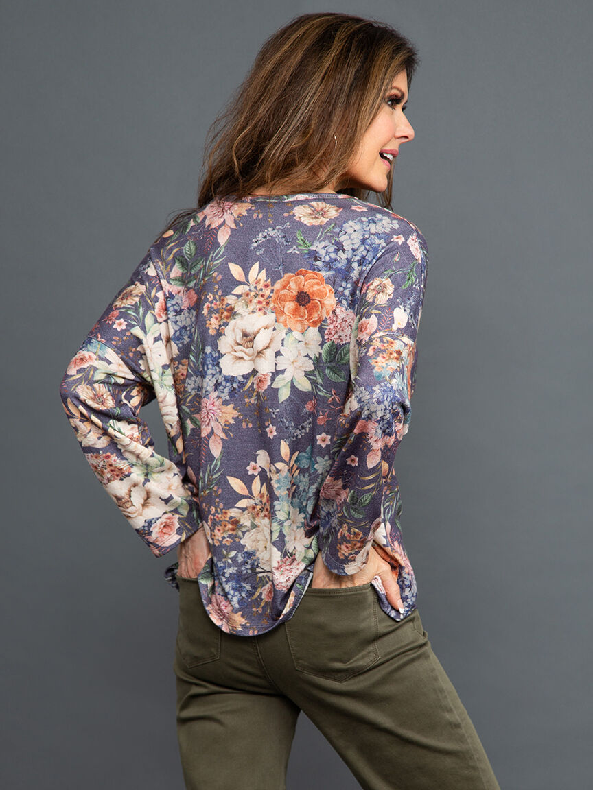 Floral V-Neck Knit Top Image 4