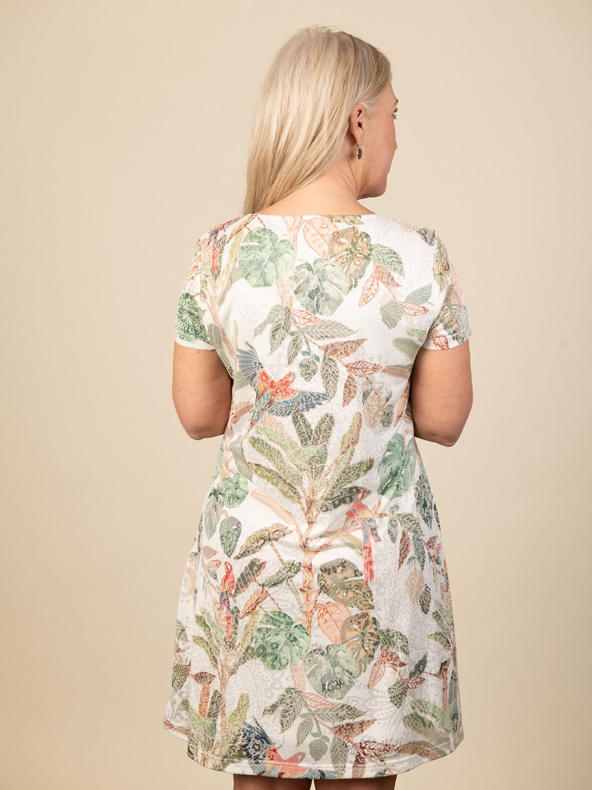 Short Sleeve Parrot Print Dress Image 4