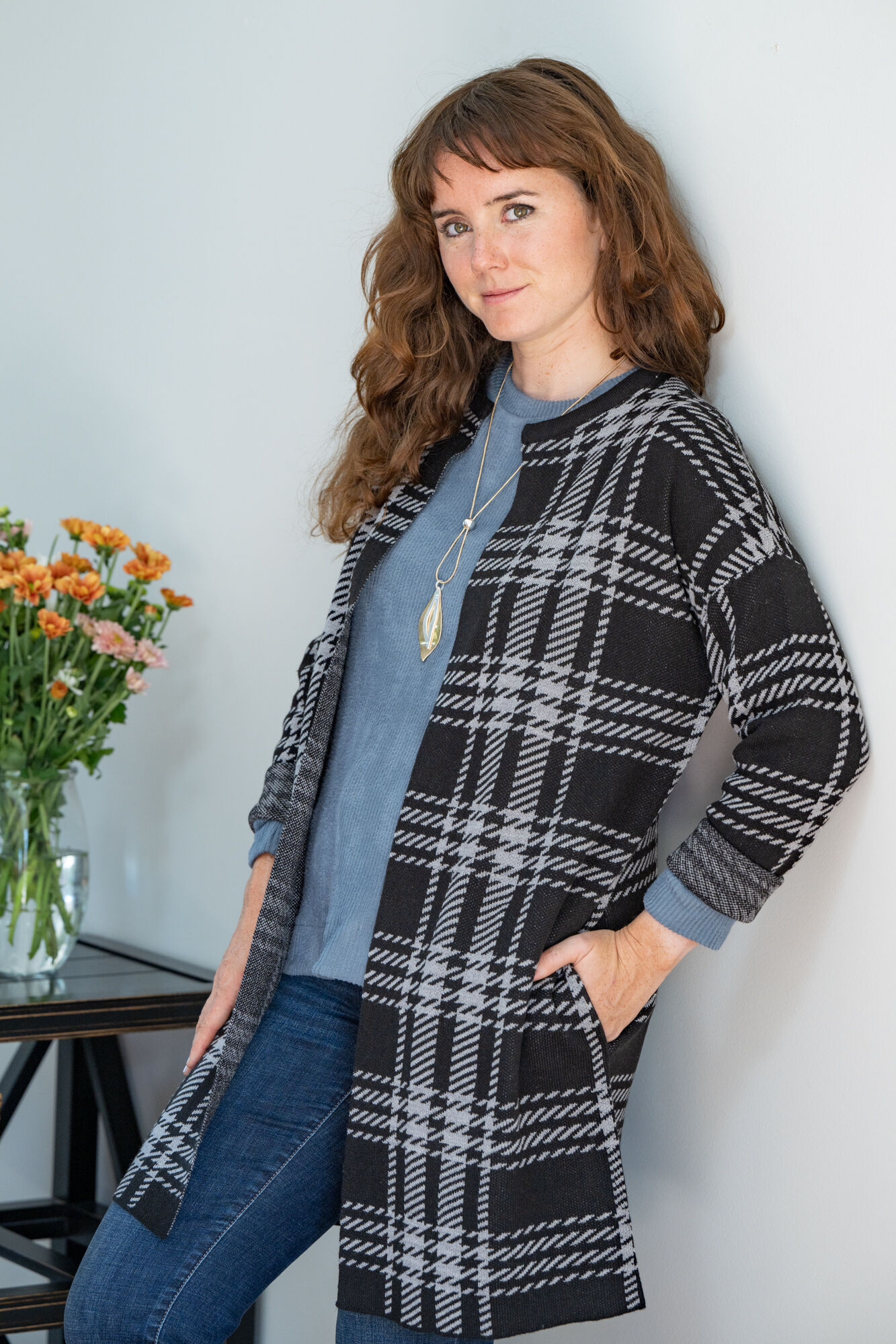 Jacquard Checkered Cardigan  Image 2