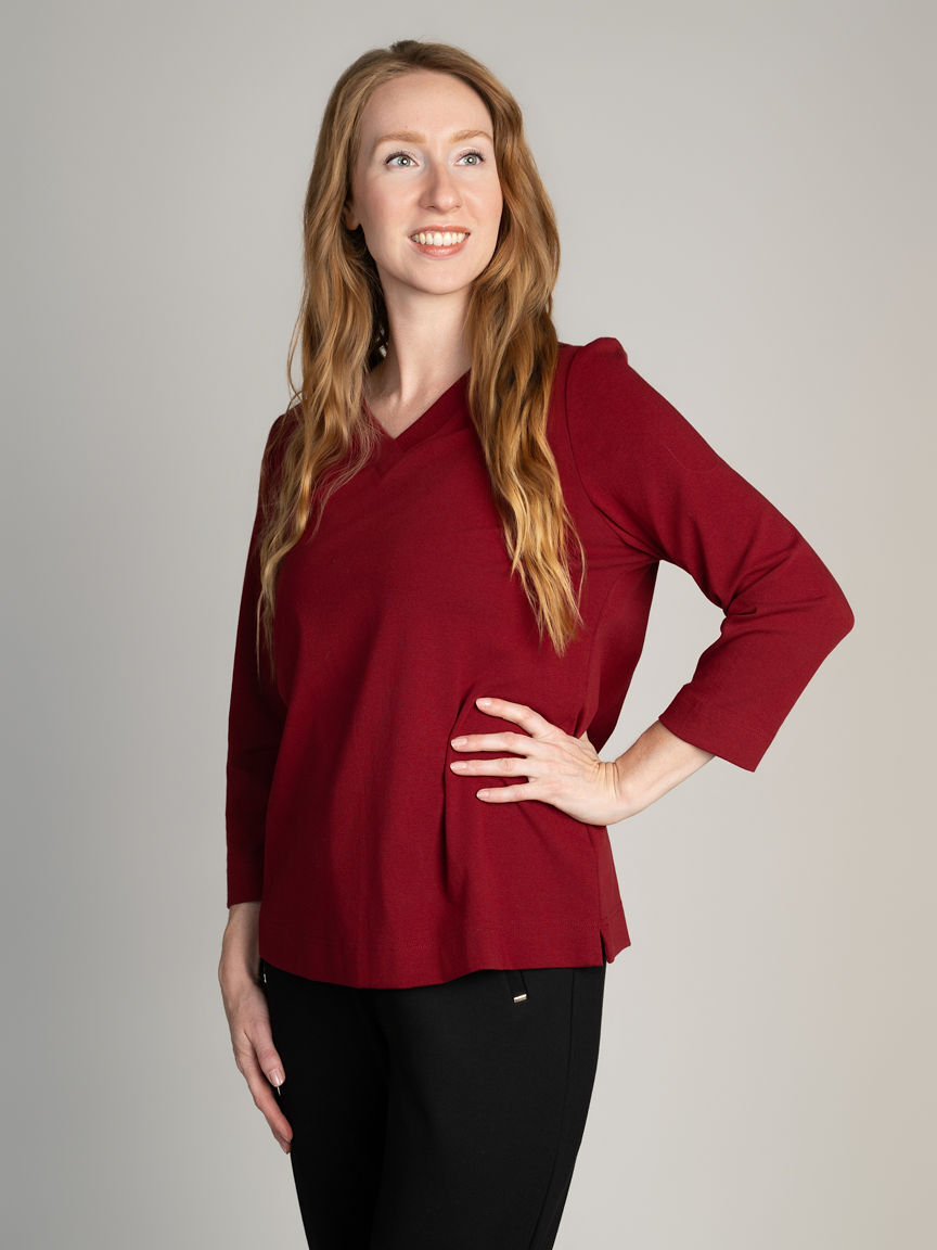 3/4 Sleeve V-Neck Top Image 3