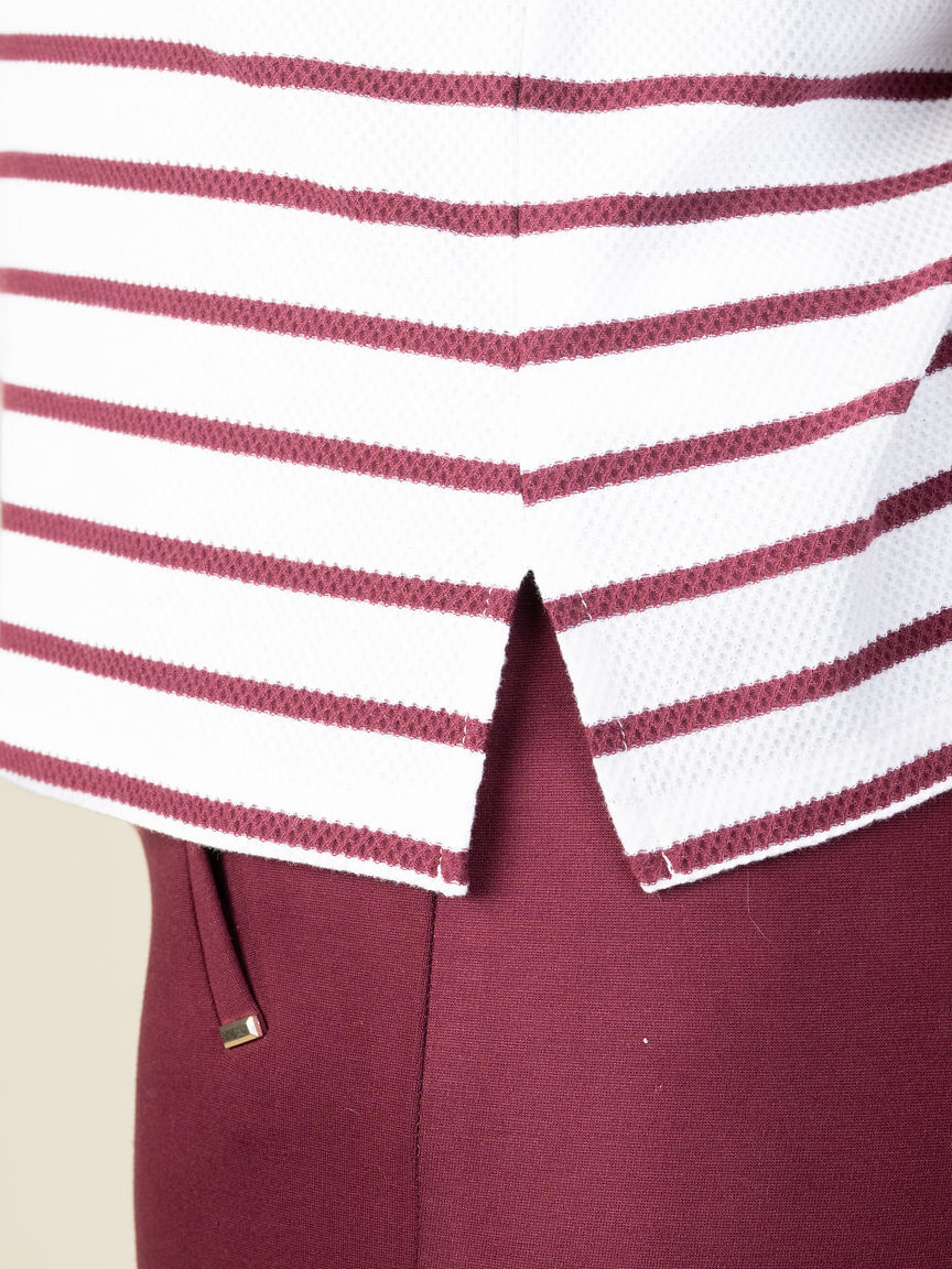 3/4 Sleeve Waffle Knit Boat Neck Top Image 4