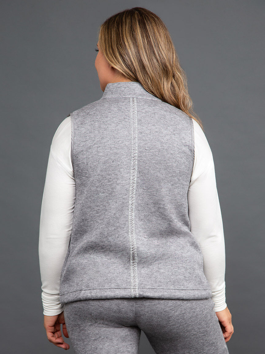 Knit Vest w/ Quilted Chest & Lurex Trim Image 4
