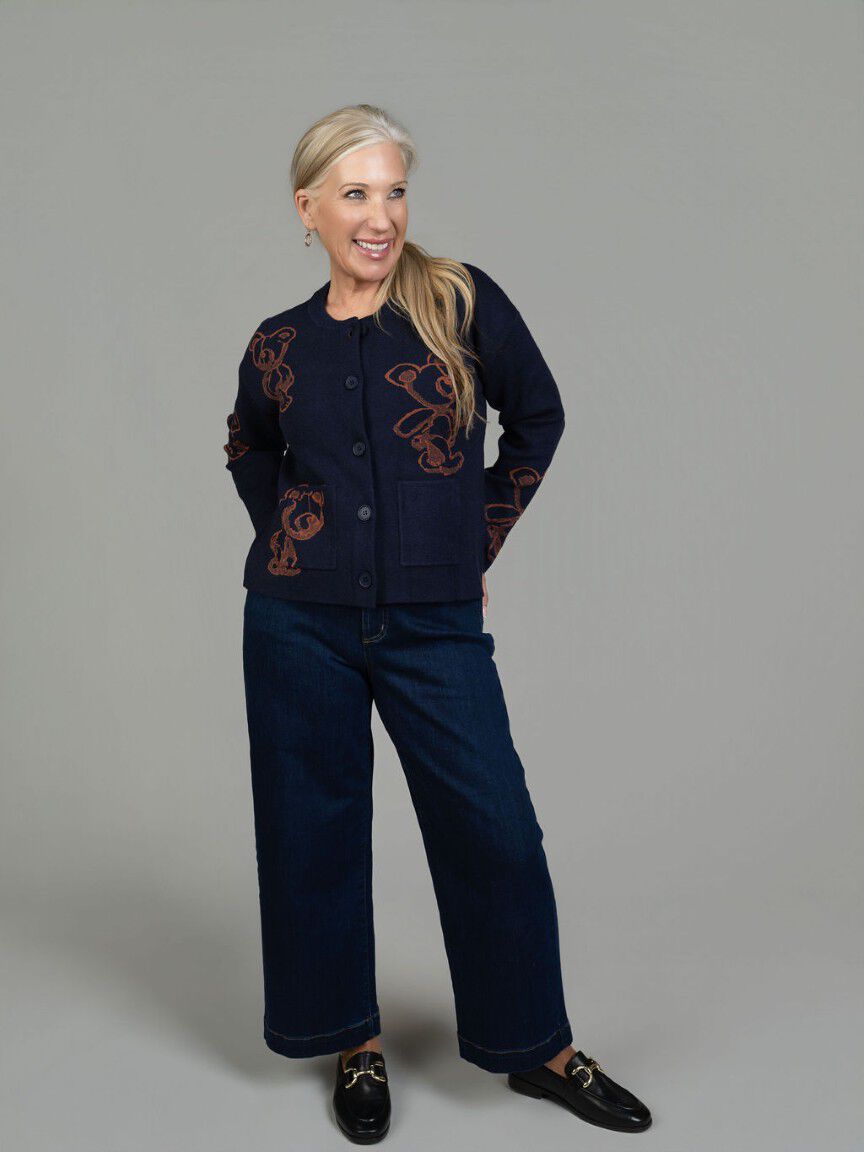 Button Front Bear Cardigan