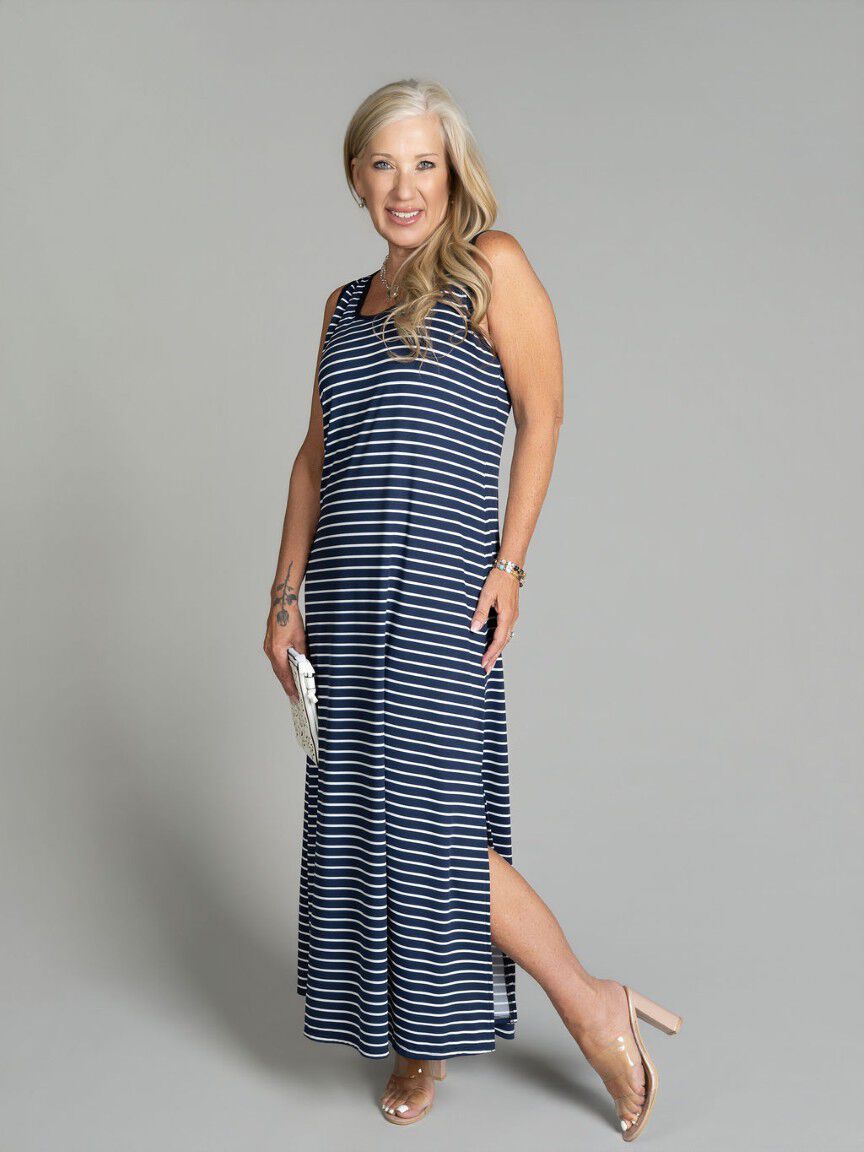 Sleeveless Striped Maxi Dress