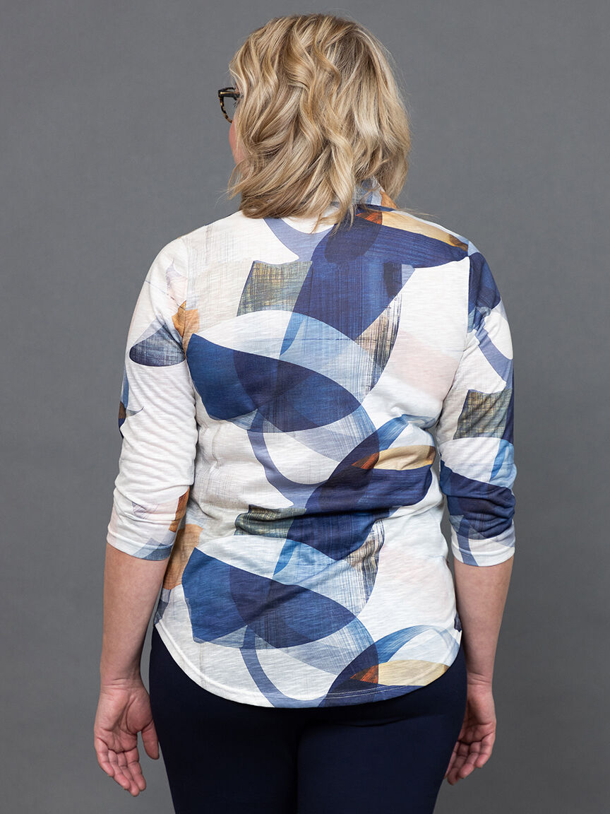 &frac34; Sleeve Burnout Button Up Blouse Image 4