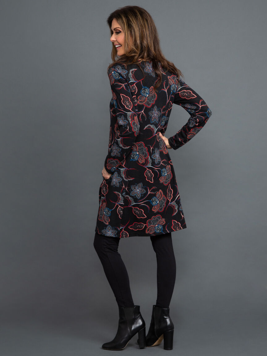 Long Sleeve A-Line Floral Dress Image 3