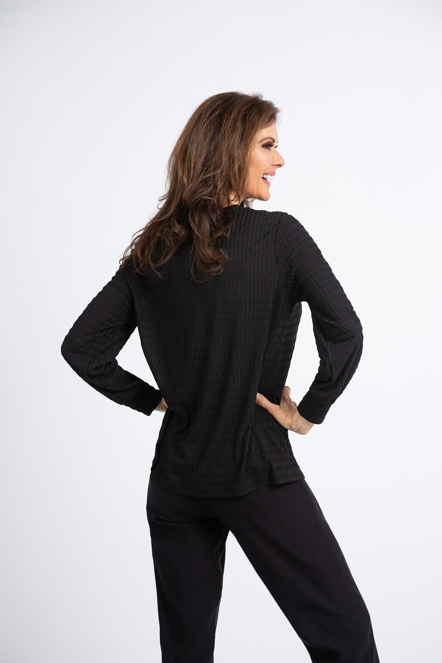 Stretch Knit Ribbed Long Sleeve Top Image 4