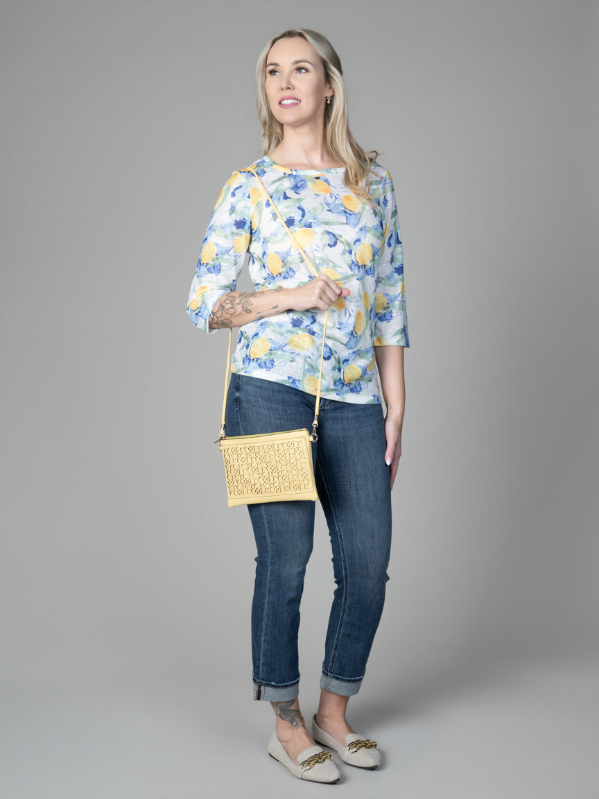 Elbow Sleeve Crew Neck Top