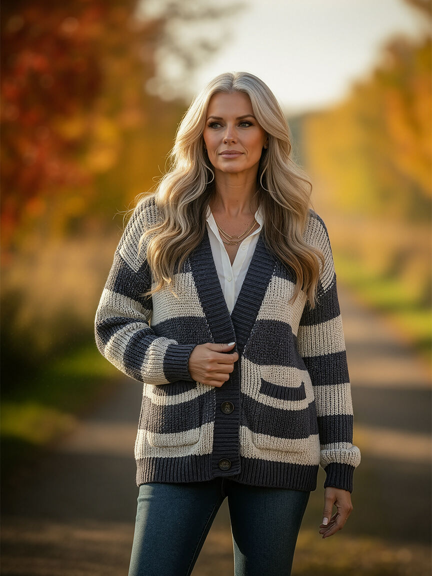 Buttoned -Front Sweater Cardigan
