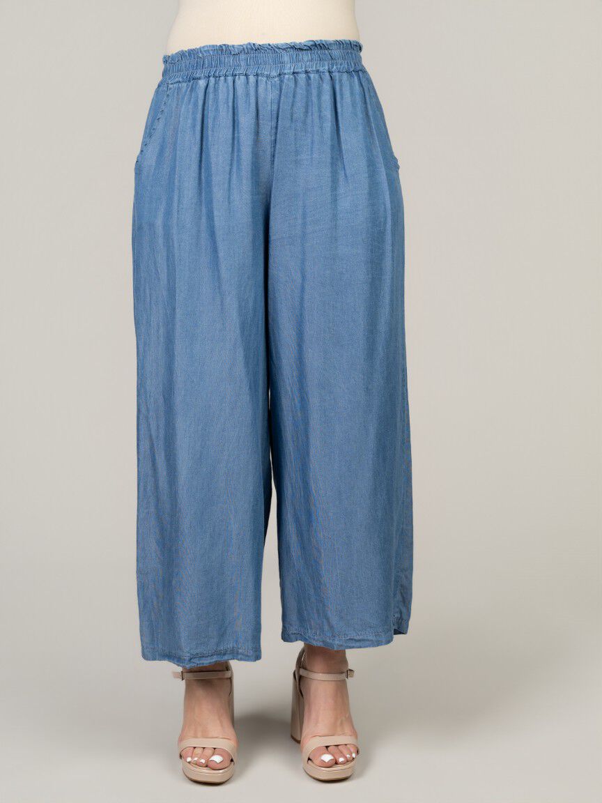 Pull-On Cropped Tencel Pants