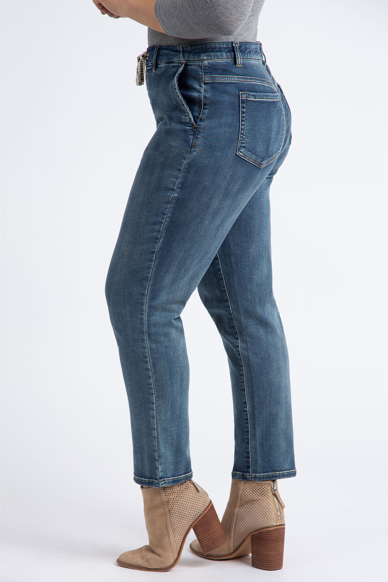 Drawcord-Waist Knit Denim Joggers Image 3