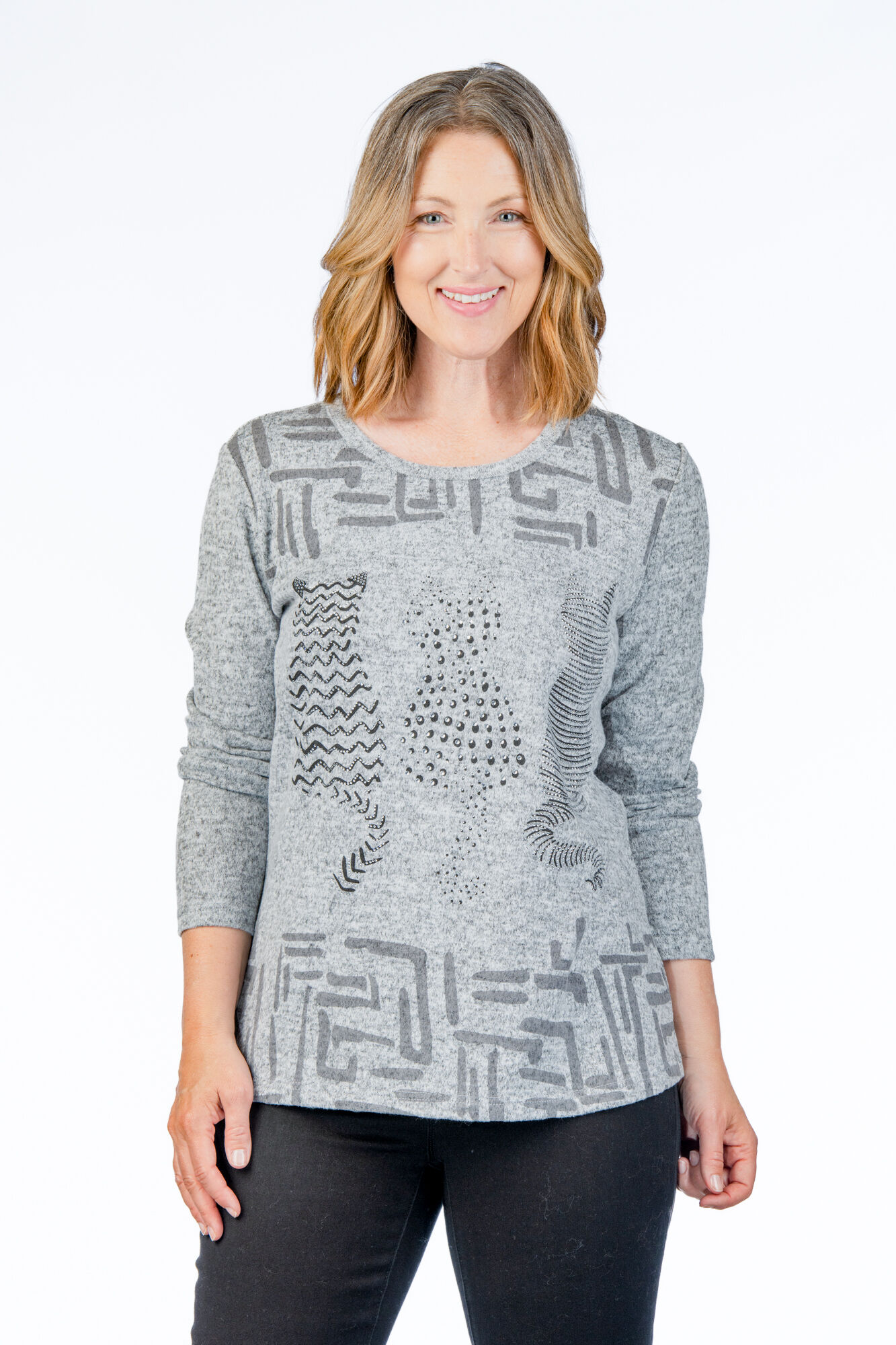 Graphic Cats Heathered Shirt Image 1