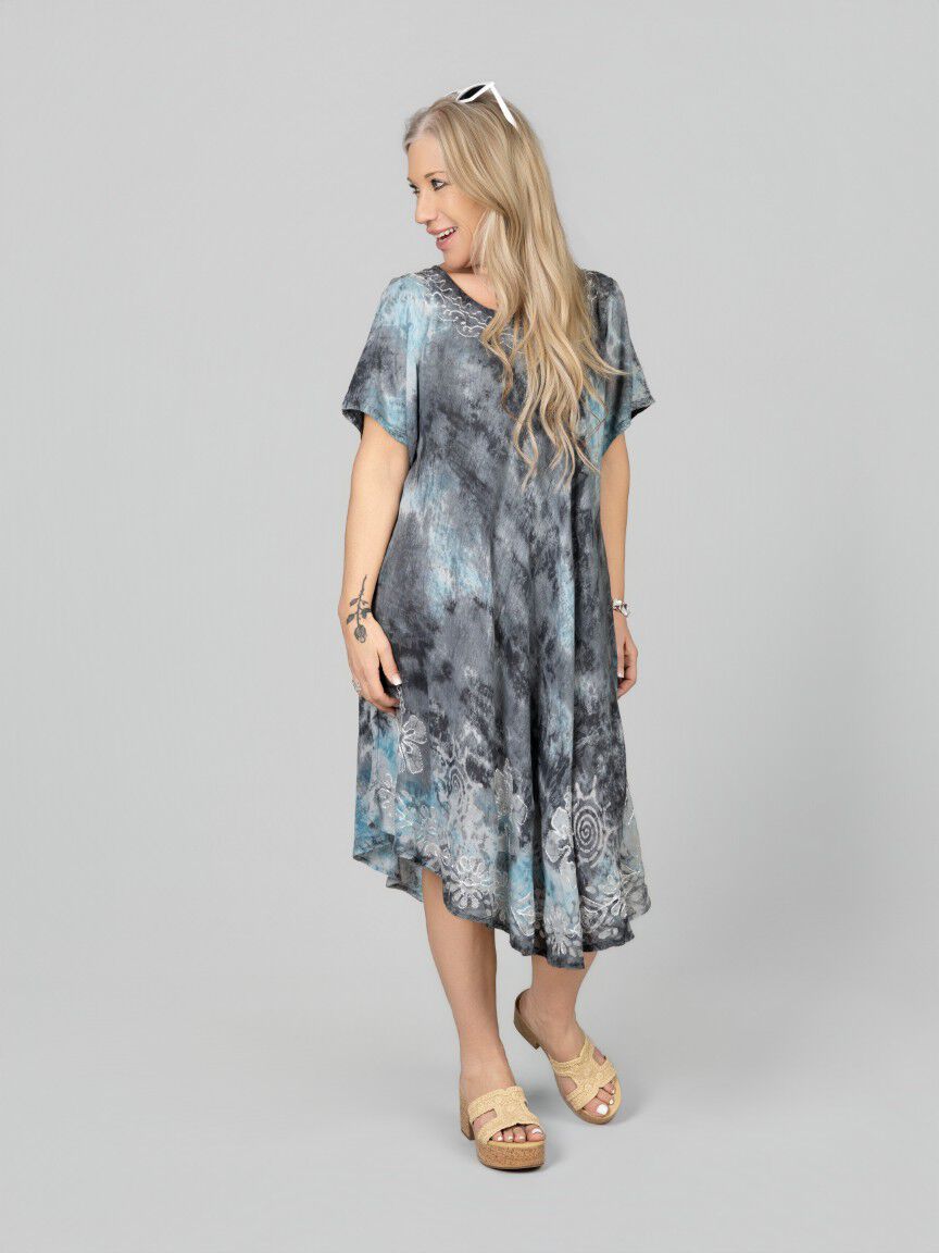 Short Sleeve Tie Dye Marble Dress