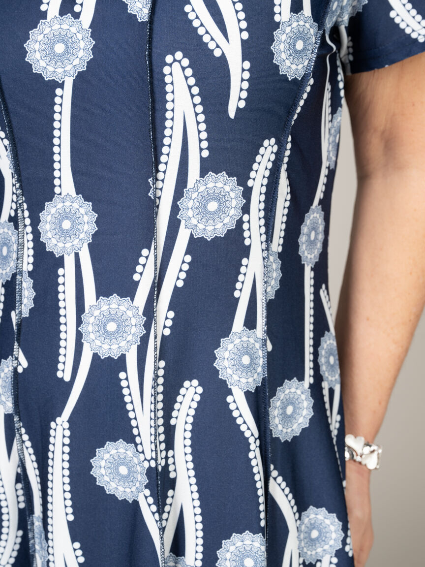 Short Sleeve Panelled Knee Dress