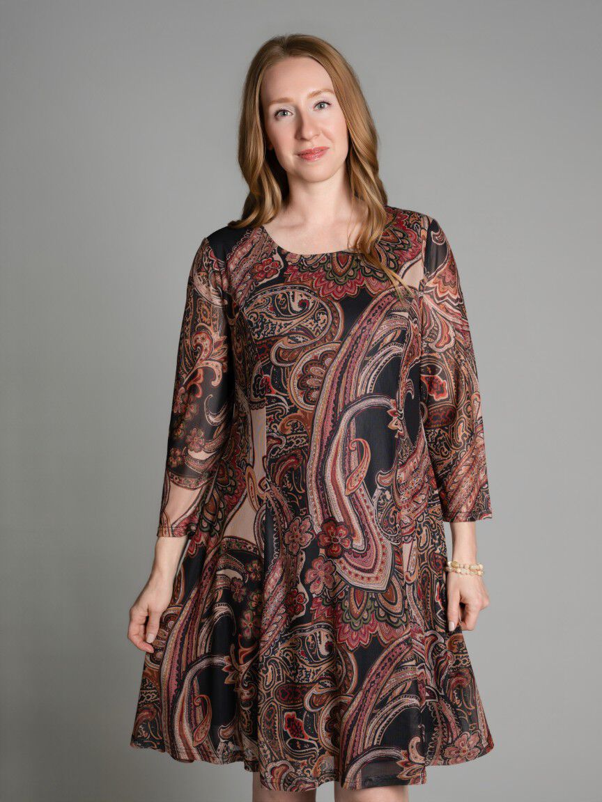 Paisley Mesh Overlay Dress