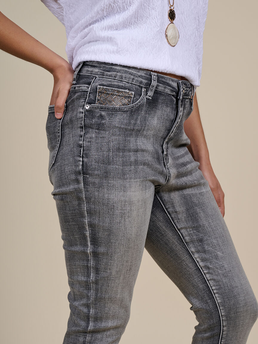 Embellished Straight Leg Jeans 