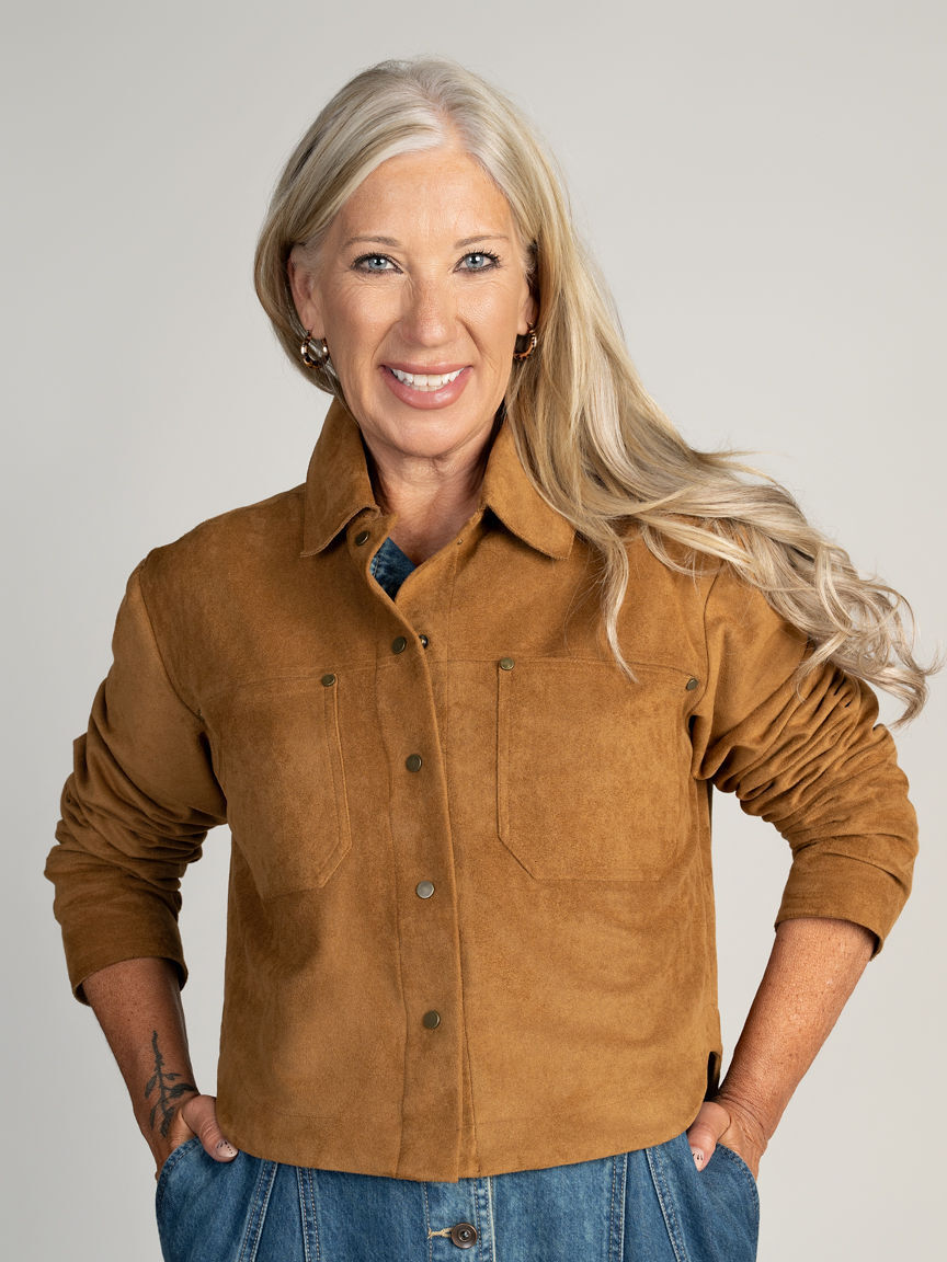 Collared Faux Suede Jacket