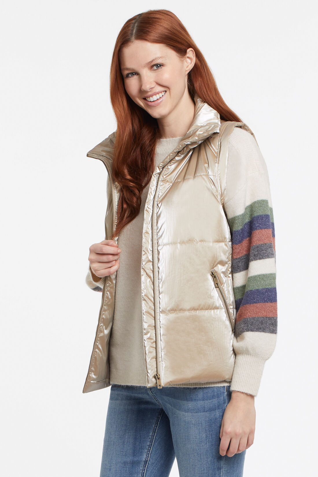 Gold Quilted Puffer Vest Image 1