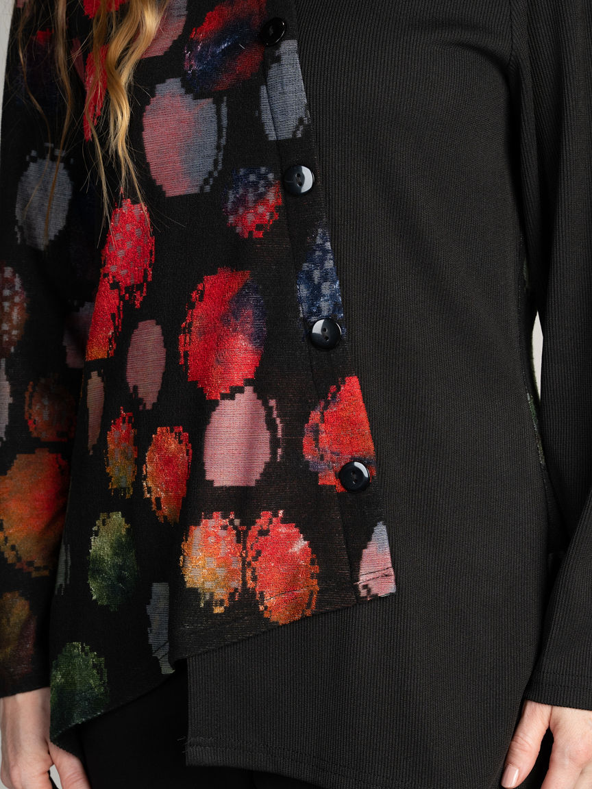 Mixed Panel Cowl Neck Tunic