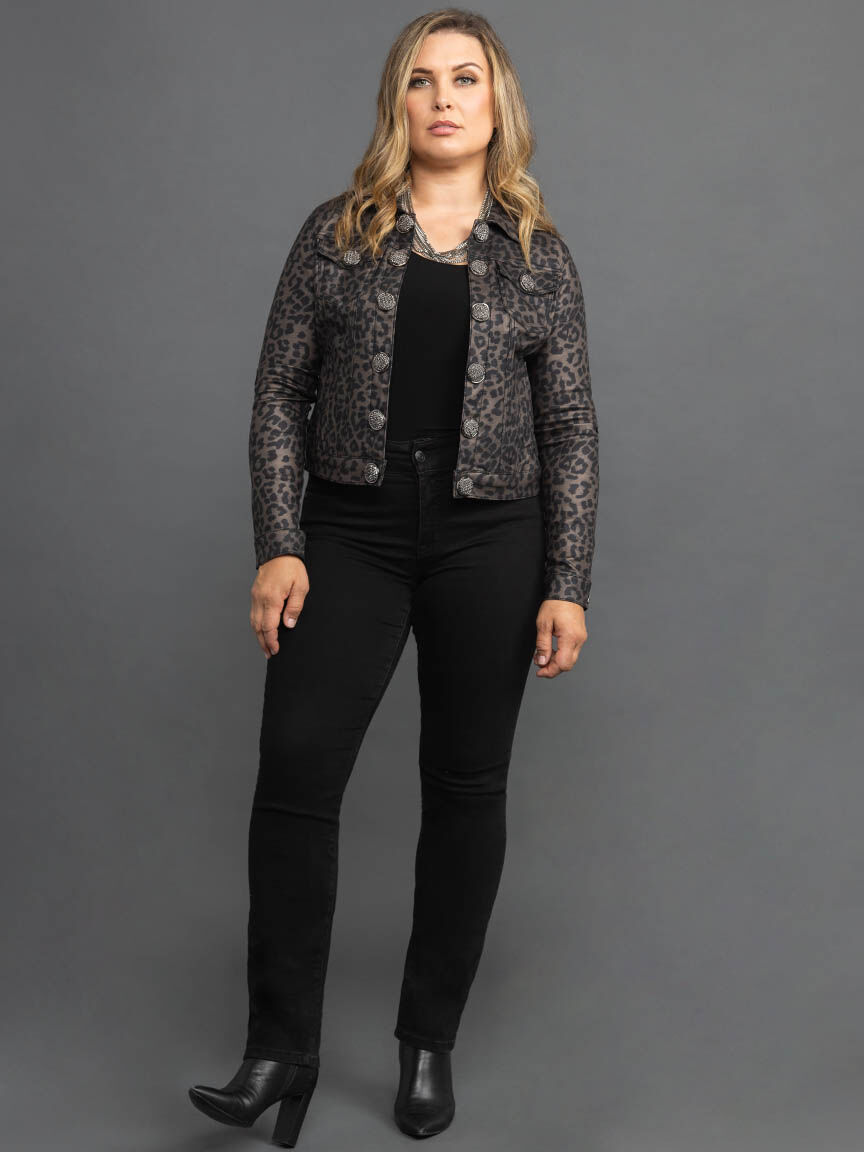 Animal Print Button-Up Jacket Image 1