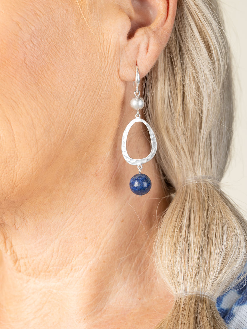 Earrings With Hanging Silver Oval