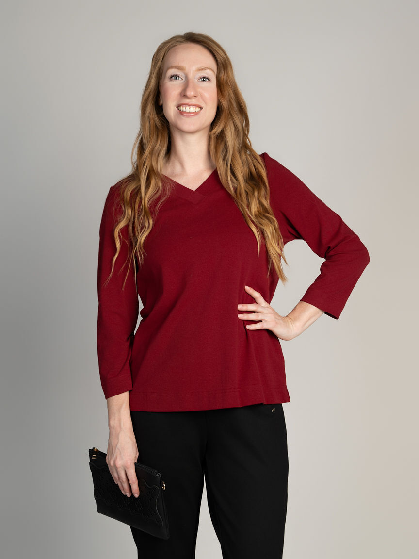 3/4 Sleeve V-Neck Top Image 1