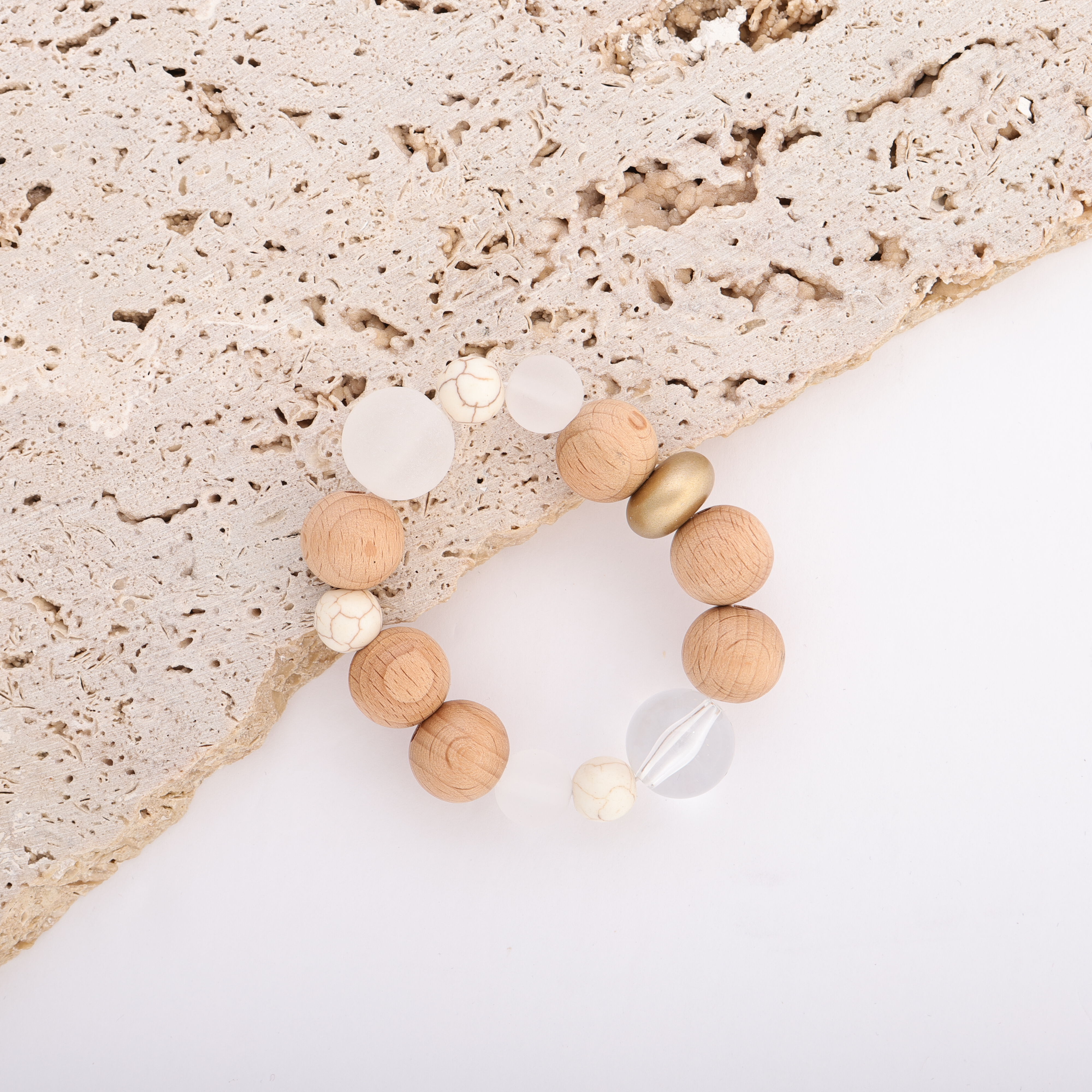 Multi-Bead Stretch Wooden Bracelet Image 2