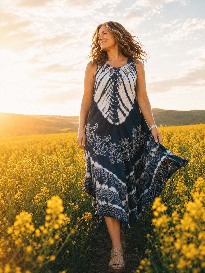 Sleeveless Tie Dye Midi Dress