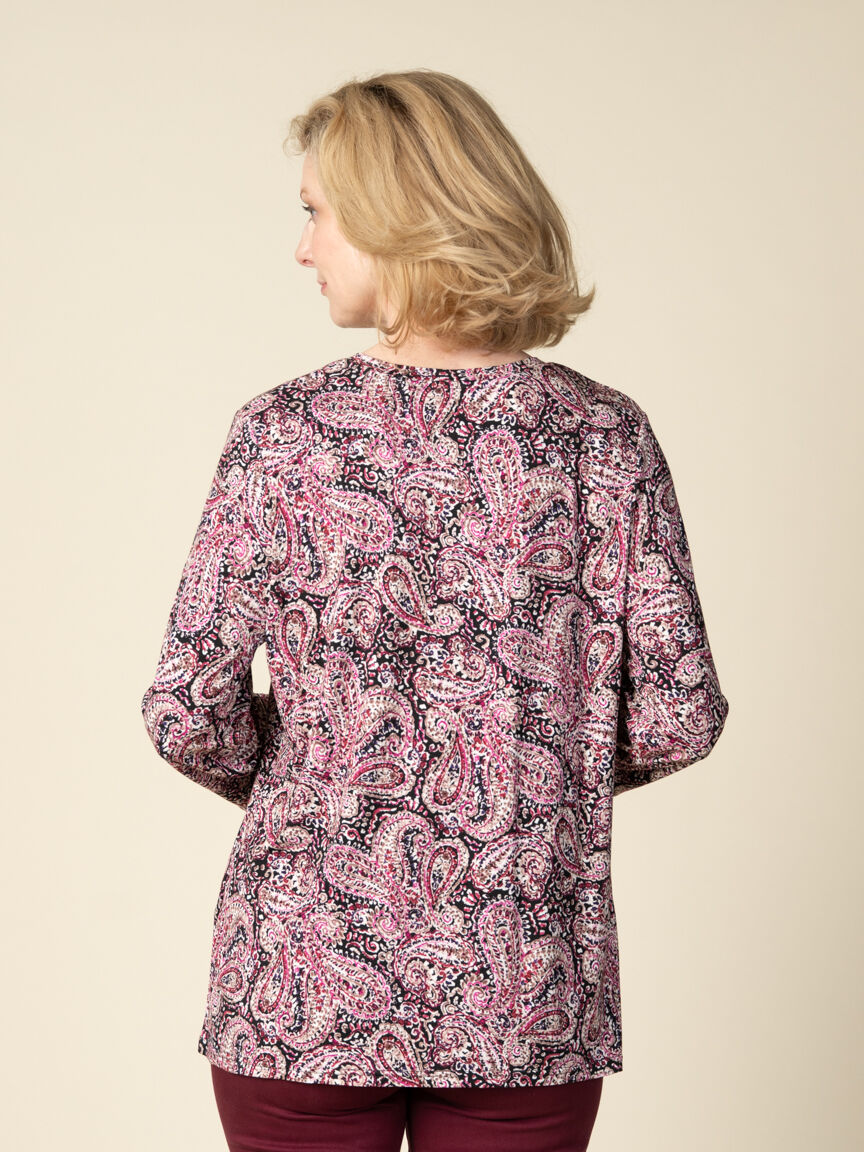 3/4 Sleeve V-Neck Printed Top