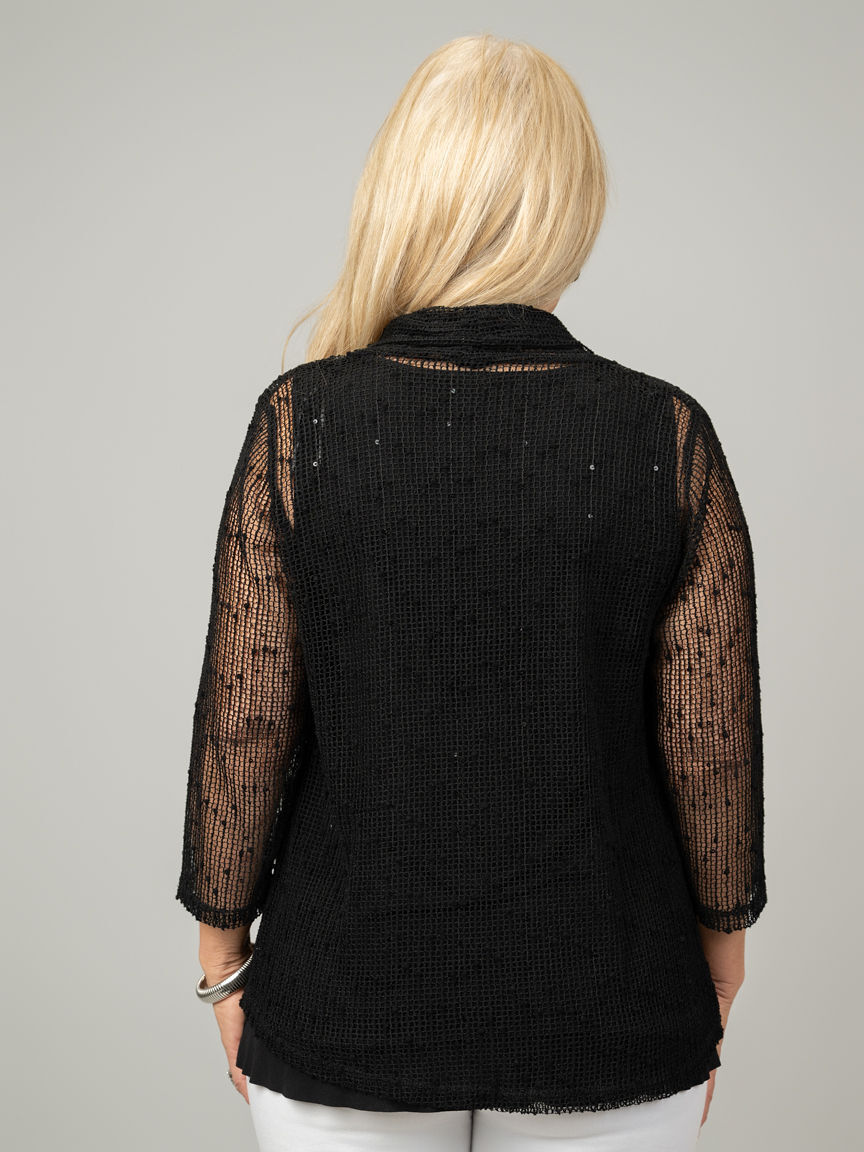 3/4 Sleeve Ladder Knit Cardigan