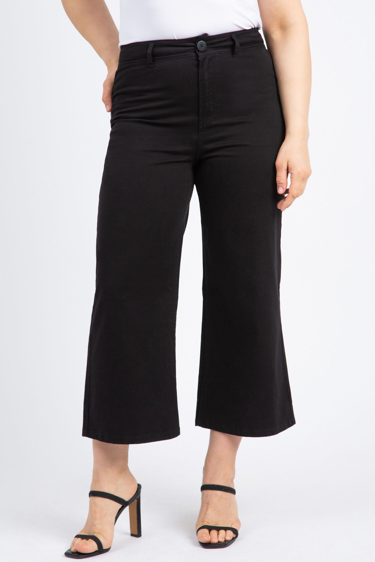 Wide Leg Denim Cropped Pant Image 1
