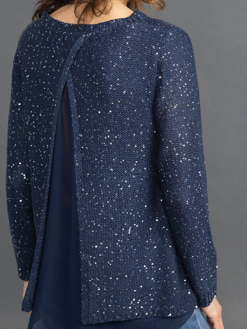 Sequined Georgette Underlay Sweater Image 5