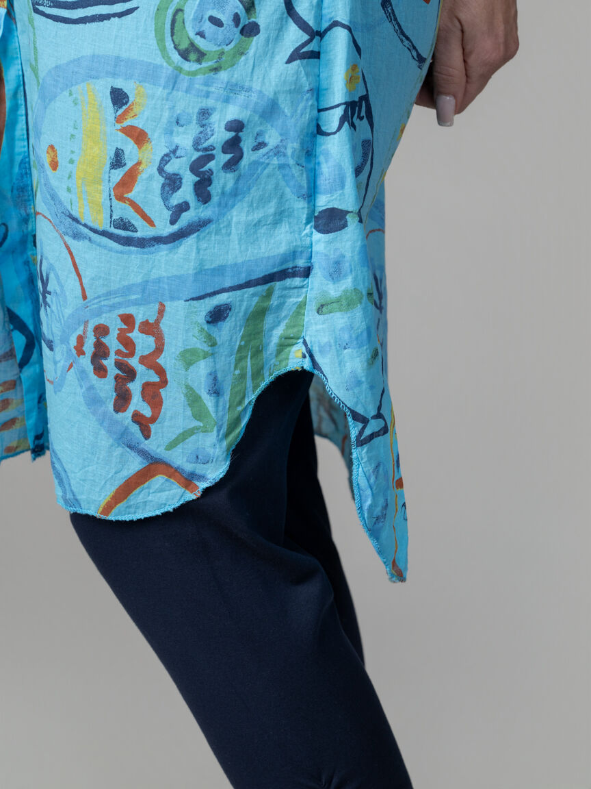 Button-Up Elbow Sleeve Tunic