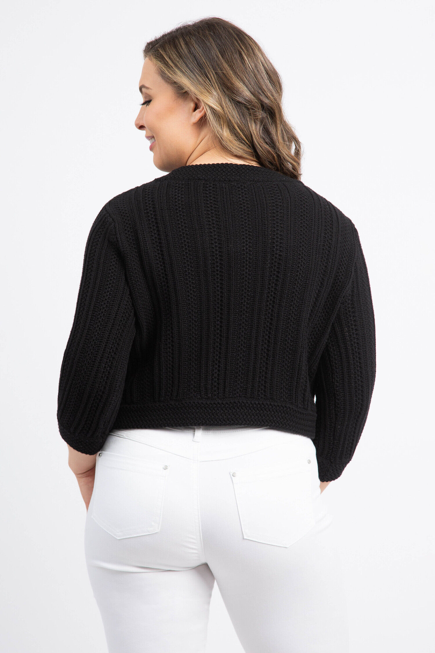 Cotton Button-Up Bolero Cardigan Image 4