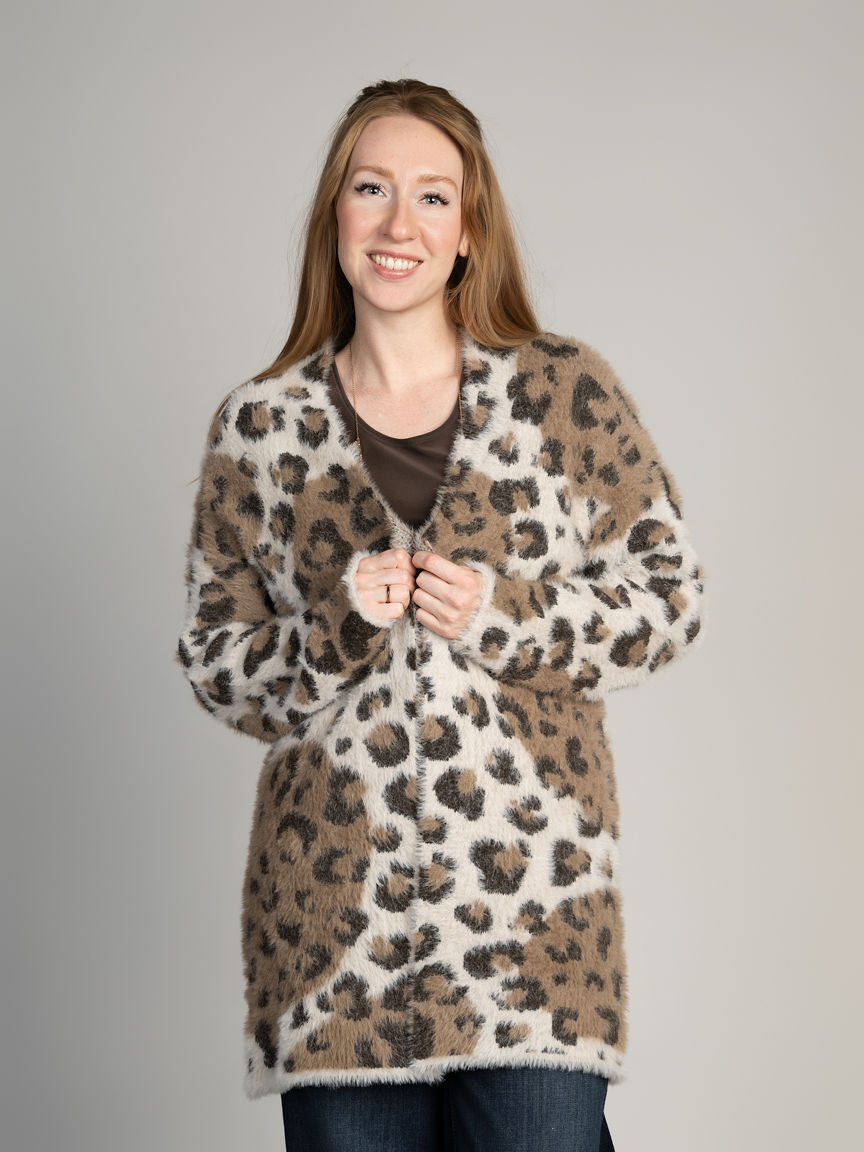 Animal Print Fuzzy Cardigan