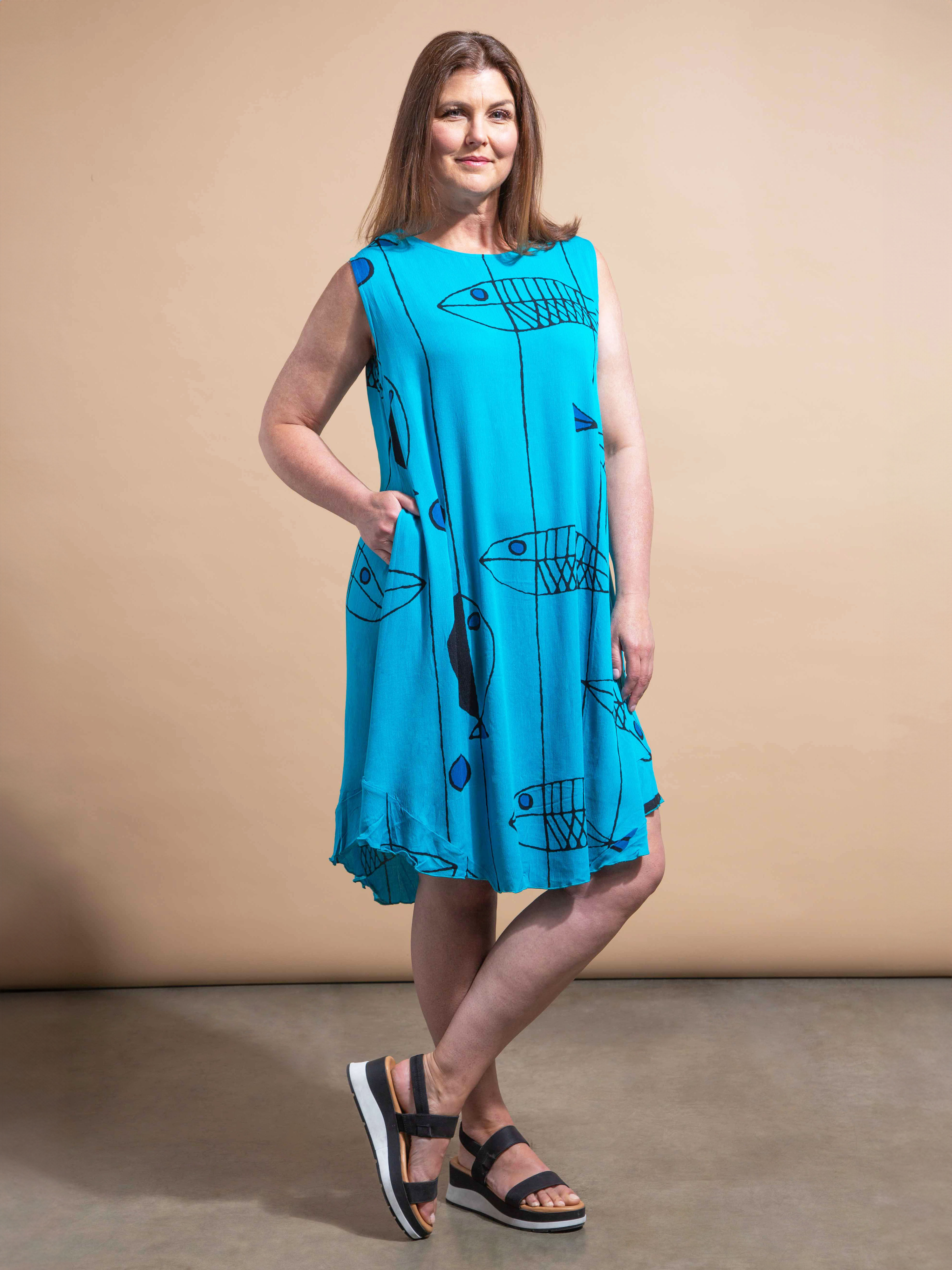 Fish Print Umbrella Dress Image 1