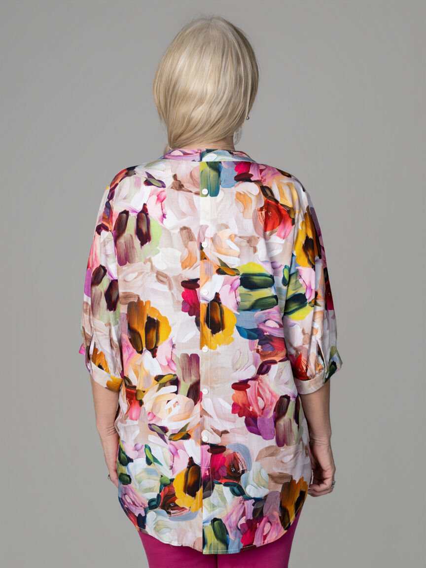 3/4 Sleeve Button Up Blouse