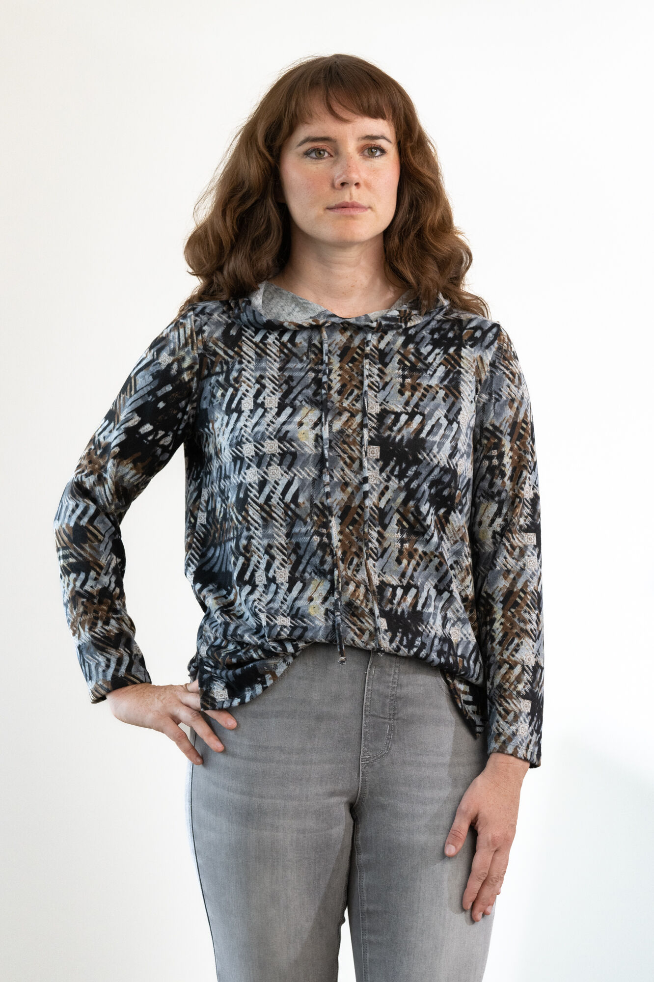 Printed Heathered Sweatshirt Hoodie Image 1