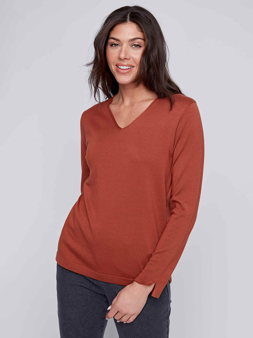 Long Sleeve V-Neck Sweater Image 1