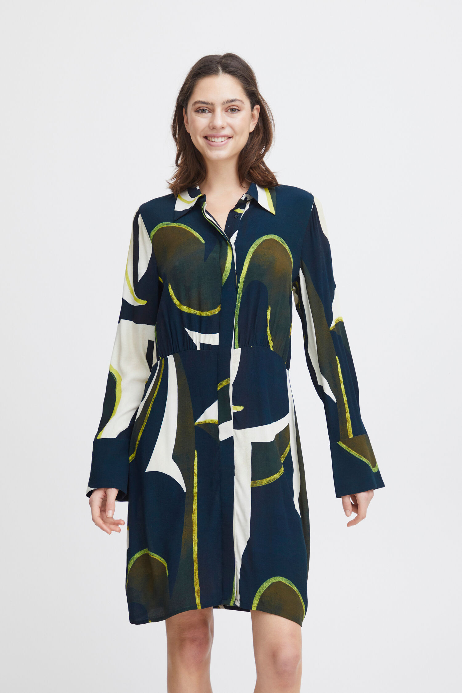 Knee Length Shirt Dress Image 1