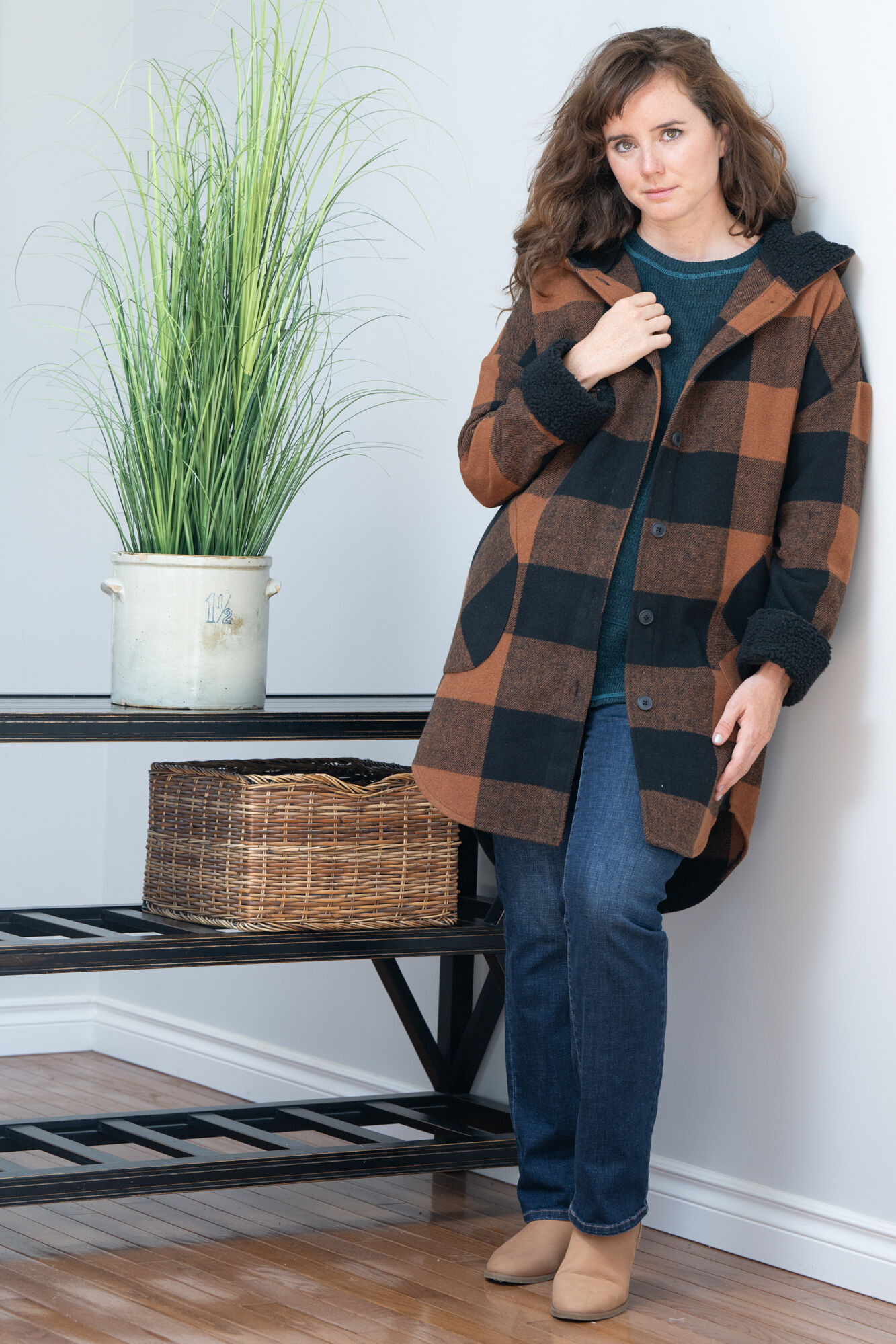 Plaid Buffalo Hooded Pocketed Maxi Shacket Jacket Image 2