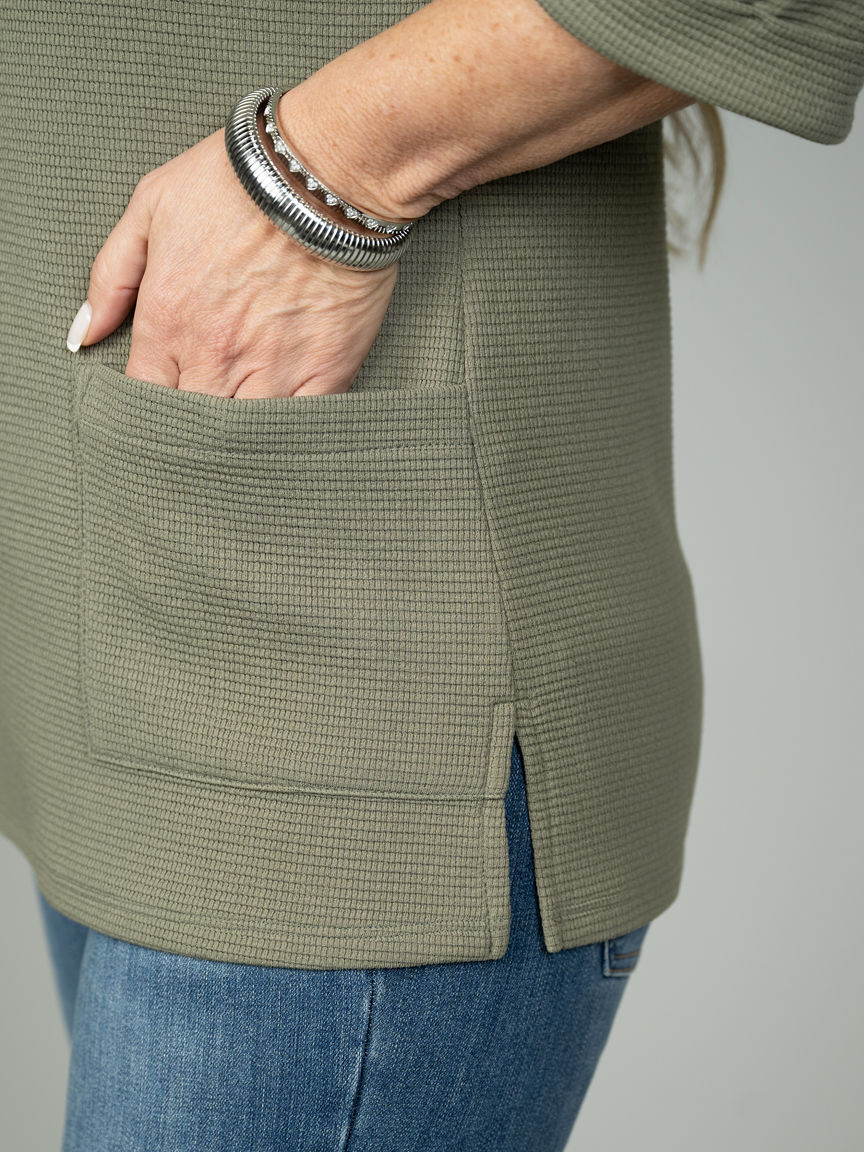 3/4 Sleeve Sweater With Patch Pockets
