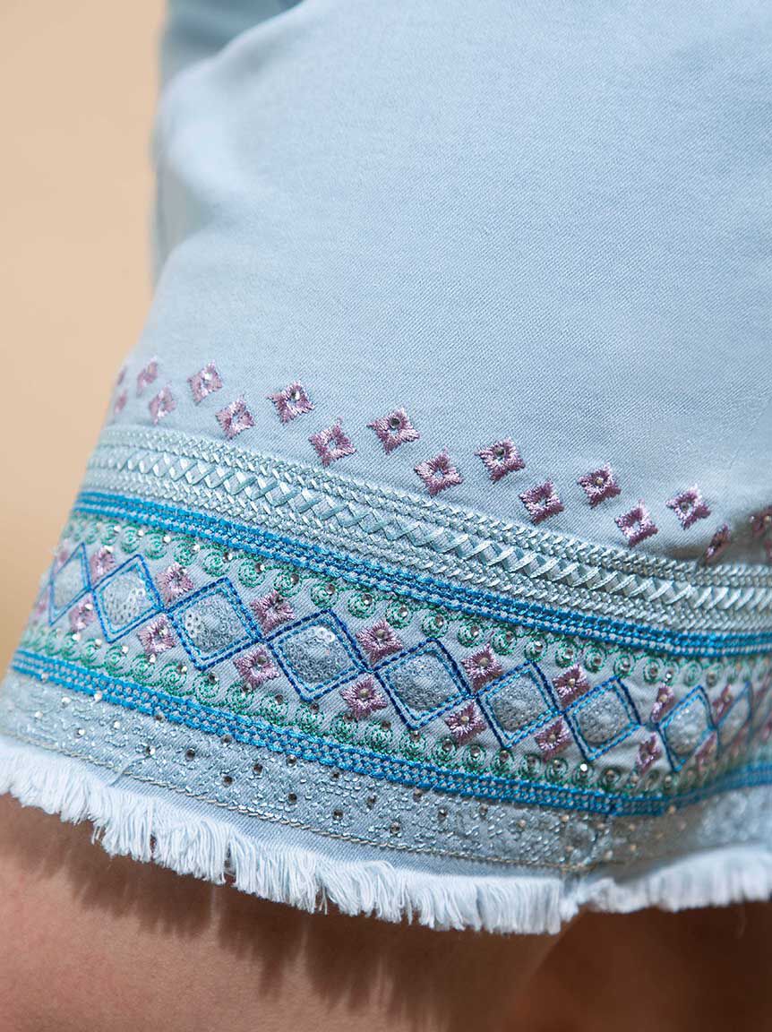 Audrey Pull-On Skort w/ Rhinestone Embroidery Image 5